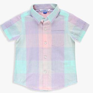 Rugged Butts Cotton Candy Plaid SS Button Down shirt size 18-24 months NWT